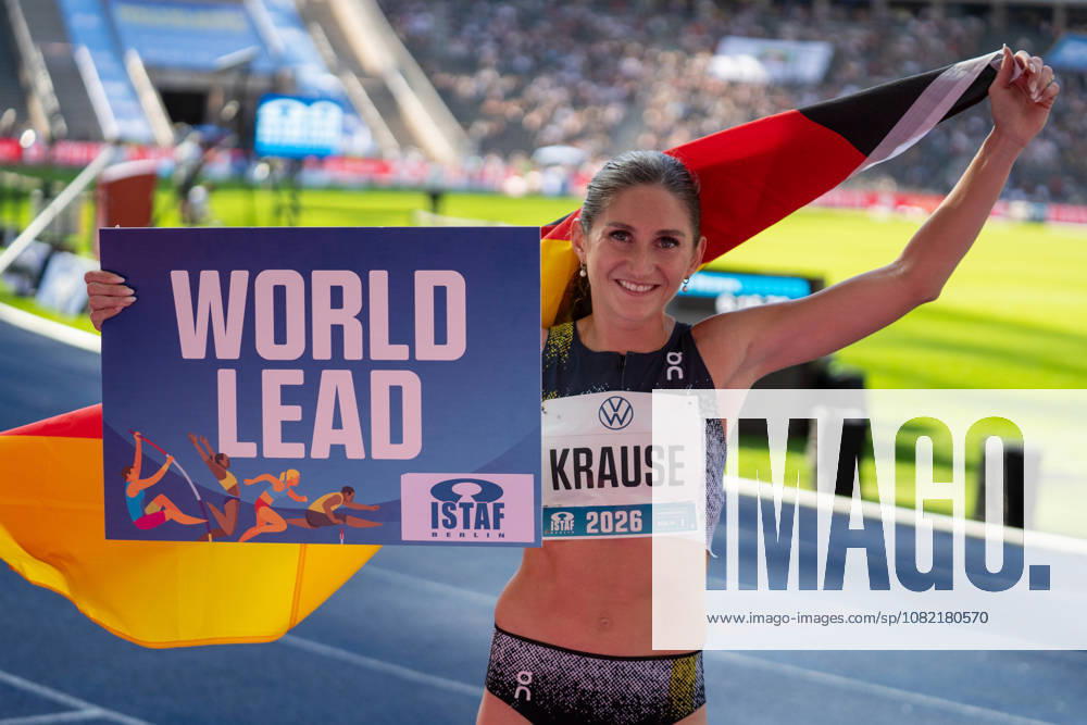 German Track and Field, Track and Field Meet, ISTAF 2026 Sports Festival on August 30, 2026, at the Olympic Stadium in Berlin—Finish Line of the 2,000-Meter Steeplechase, Gesa Krause