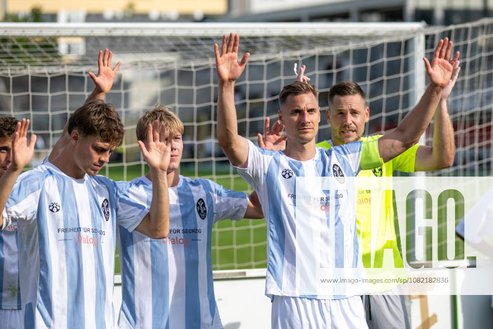 After the game, among the fans: TSV 1860 Munich vs. TSV Landsberg, soccer, Bavarian Regional League, Matchday 6, August 30, 2026. DFB regulations prohibit any use of photographs as image sequences and or quasi-video. Munich, Bavaria, Germany