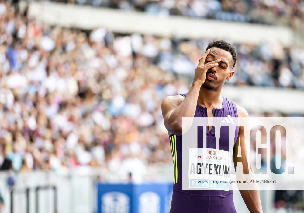 ISTAF 2026 Berlin, August 30, 2026 Always up for some fun: Emil AGYEKUM (GER, Germany) moments before the start of his men’s 400-meter hurdles race at the ISTAF Berlin on August 30, 2026, at the Olympic Stadium in Berlin, Germany