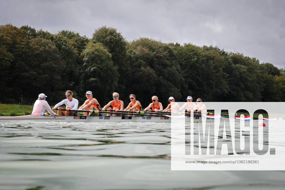 30th August 2026; Bosbaan, Amsterdam, Holland, Netherlands; 2026 World Rowing Championships, Final Day; Final A; Netherlands Womens Eight (W8+) with Claire de Kok, Vera Sneijders, Lisanne van der Lelij, Hannah Heideveld, Willemijn Mulder, Ilse Kolkman, Hermijntje Drenth and Bente Paulis, coxed by Dieuwke Fetter warm up AnthonyxBenoit