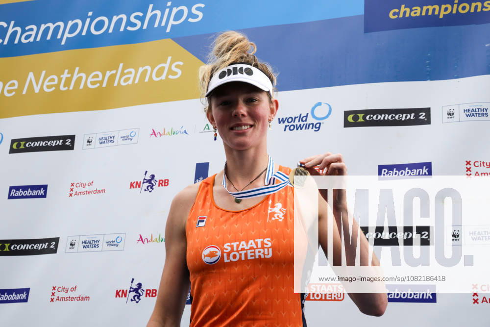 30th August 2026; Bosbaan, Amsterdam, Holland, Netherlands; 2026 World Rowing Championships, Final Day; the medal ceremony; Netherlands Womens Single Sculls (W1x) with Karolien Florijn bronze medallist AnthonyxBenoit
