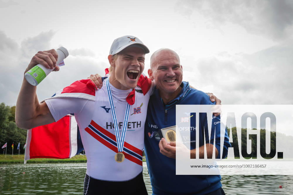 30th August 2026; Bosbaan, Amsterdam, Holland, Netherlands; 2026 World Rowing Championships, Final Day; the medal ceremony; Norway Mens Single Sculls (M1x) with Jonas Slettemark Juel bronze medallist AnthonyxBenoit