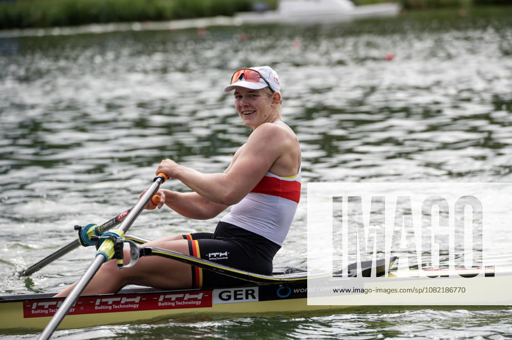 Amsterdam The Netherlands 30th August 2026 2026 World Rowing Championships on the Bosbaan in Amsterdam Women s Single Sculls Final B (Final) Alexandra Foester (GER) after winning the B final.