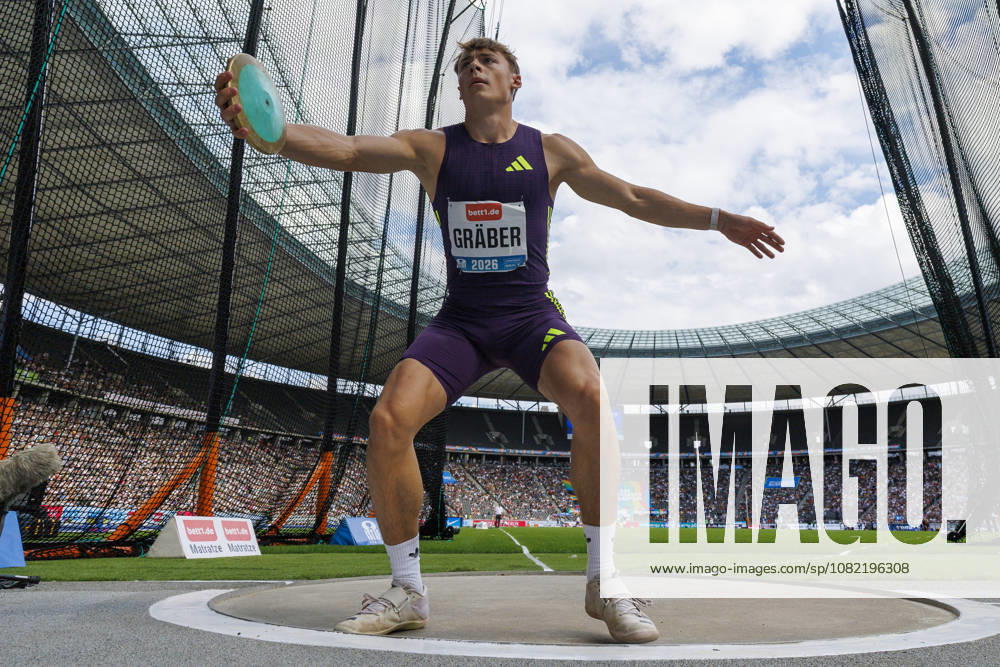 Amadeus GRÄBER (GER Germany) competing in the men’s discus throw during the ISTAF at Olympic Stadium on August 30, 2026 in Berlin, Germany. Germany