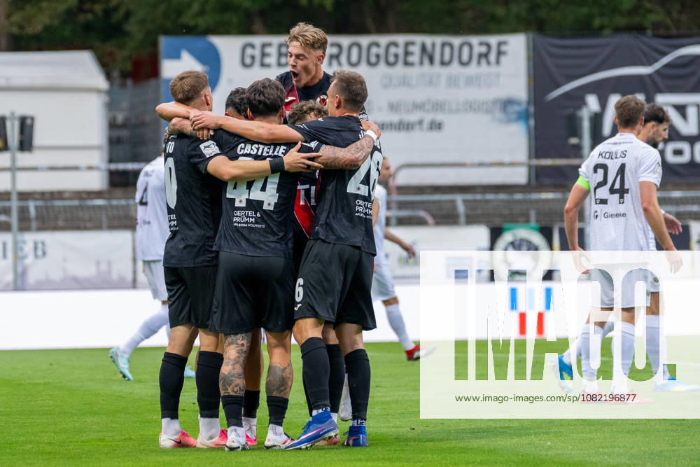 The Cologne players celebrate the goal that makes the score 2–0 in the match between FC Viktoria Cologne and SC Preussen Münster, soccer, 3. Liga, Matchday 3, 2026–2027 season, August 30, 2026 DFL DFB regulations prohibit any use of photographs as image sequences and or quasi-video: FC Viktoria Cologne vs. SC Preussen Münster, soccer, 3. Liga, Matchday 3, 2026–2027 season, August 30, 2026, Cologne