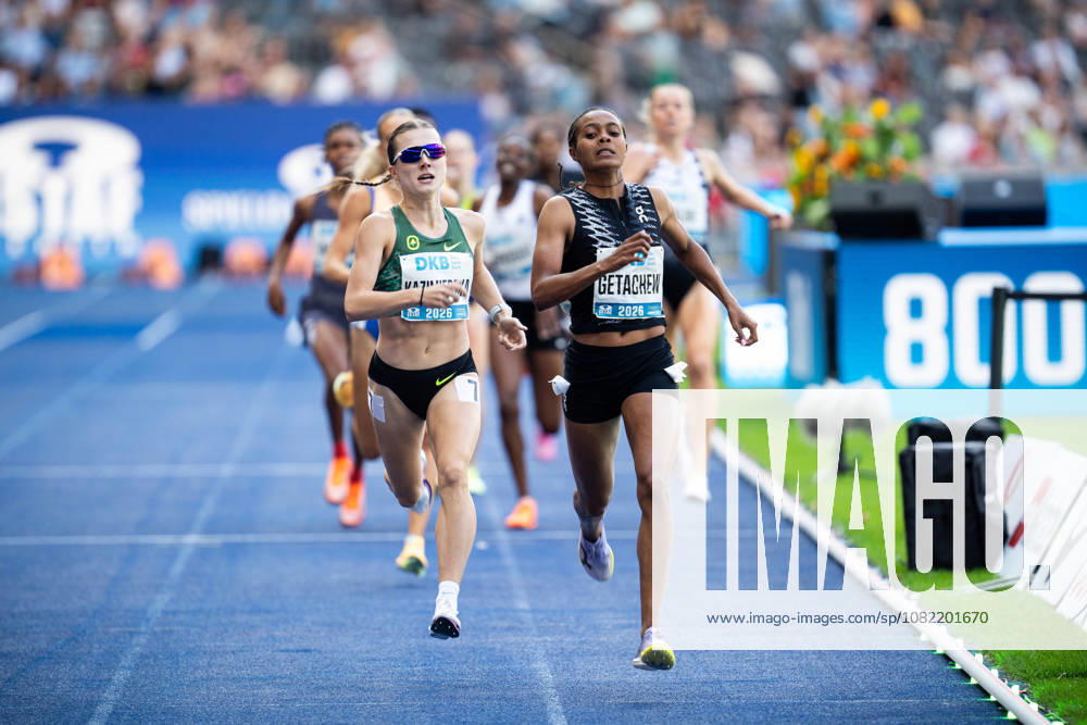 Nigist GETACHEW (ETH Ethiopia) and Klaudia KAZIMIERSKA (POL Poland) competing in the Women 800M, during the ISTAF at Olympic Stadium on August 30, 2026 in Berlin, Germany.