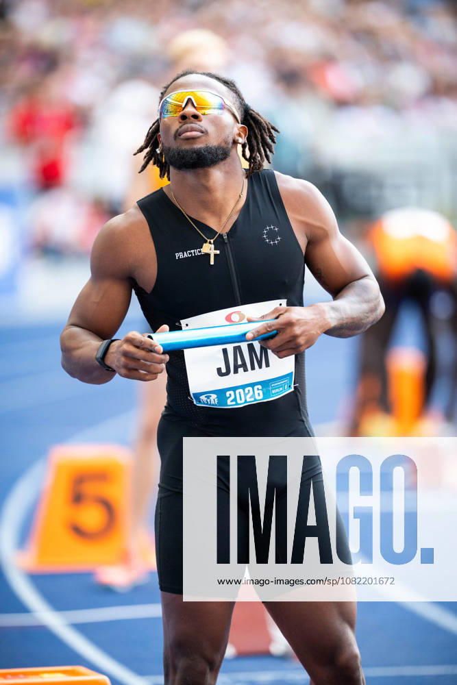 Travis WILLIAMS (JAM Jamaica) competing in the 4x100M Mixed Relay, during the ISTAF at Olympic Stadium on August 30, 2026 in Berlin, Germany.