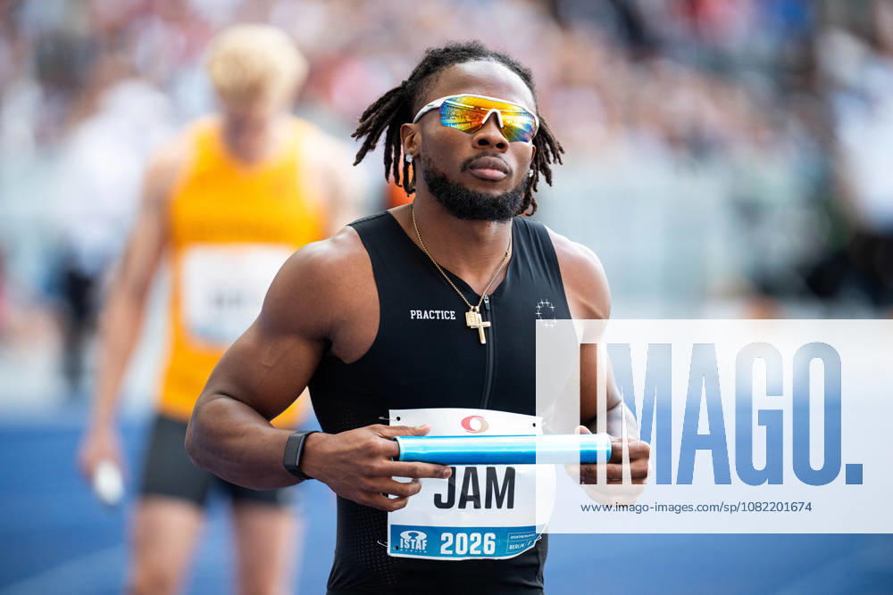 Travis WILLIAMS (JAM Jamaica) competing in the 4x100M Mixed Relay, during the ISTAF at Olympic Stadium on August 30, 2026 in Berlin, Germany.