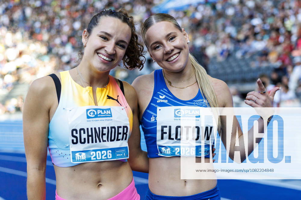 Rosina SCHNEIDER (GER Germany), Lia FLOTOW (GER Germany) after competing in the women’s 100m hurdles during the ISTAF at Olympic Stadium on August 30, 2026 in Berlin, Germany. Germany
