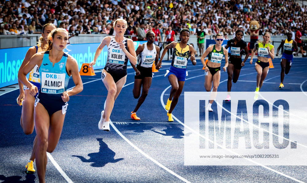 ISTAF 2026 Berlin, August 30, 2026: A play of light and shadow shortly after the start of the women’s 800-meter race. The runners, with Smilla KOLBE (GER, Germany) in focus, cast their shadows in the sunlight on the track of the Olympic Stadium. ISTAF Berlin on August 30, 2026 at the Olympic Stadium in Berlin, Germany