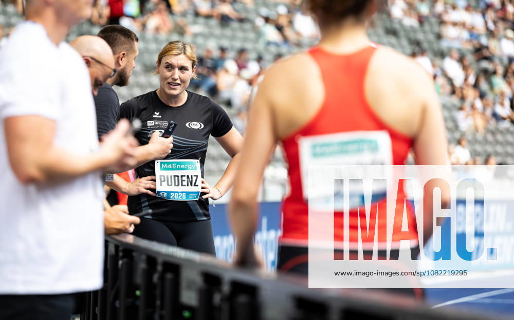 ISTAF 2026 Berlin, August 30, 2026 Discus thrower Kristin PUDENZ (GER, Germany) reviews her performance with her coach at the ISTAF Berlin on August 30, 2026, at the Olympic Stadium in Berlin, Germany