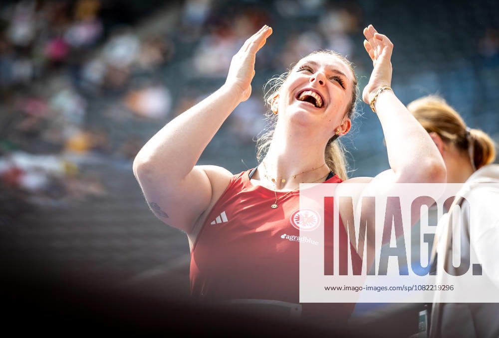ISTAF 2026 Berlin, August 30, 2026: Discus thrower Leia BRAUNAGEL (GER, Germany) expresses her exuberant joy at the ISTAF Berlin on August 30, 2026, at the Olympic Stadium in Berlin, Germany