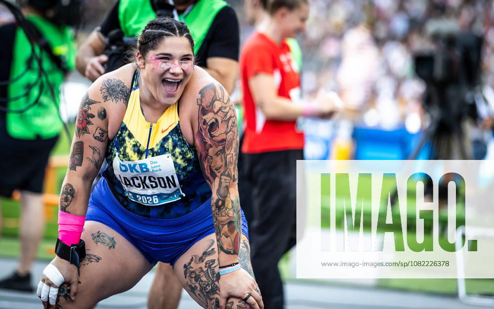 ISTAF 2026 Berlin, August 30, 2026: Chase JACKSON of the United States displays exuberant joy during the women’s shot put competition at ISTAF Berlin on August 30, 2026, at the Olympic Stadium in Berlin, Germany