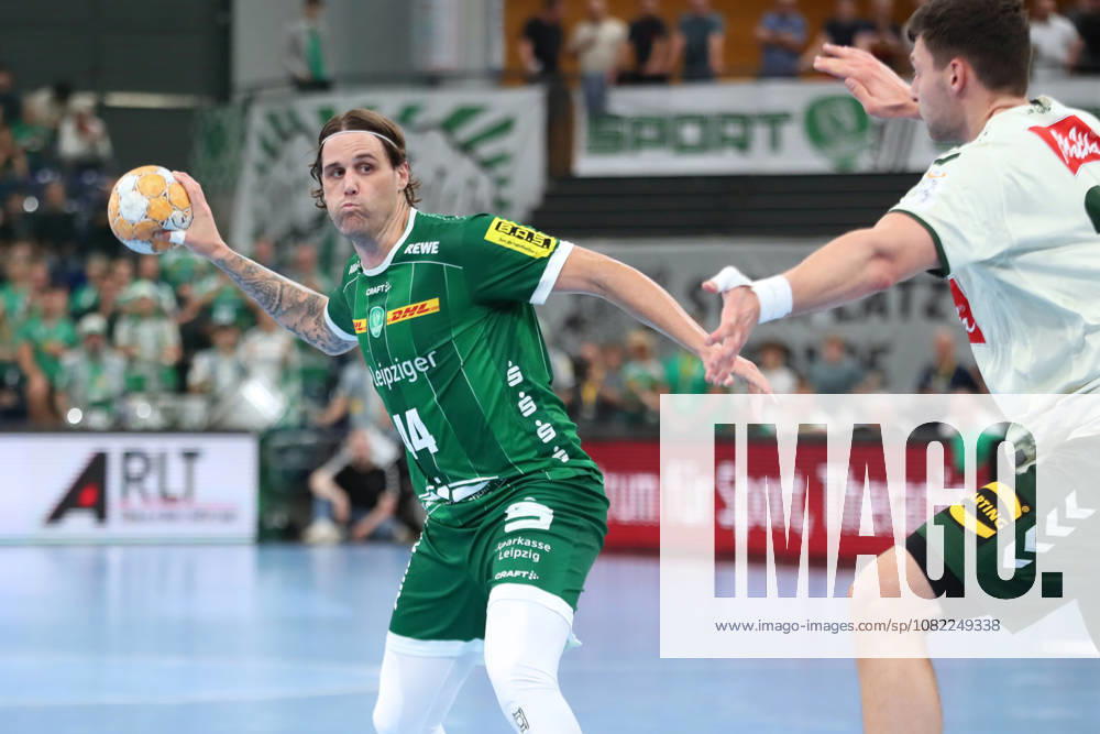 Handball, HBL2: SC DHfK Leipzig vs. GWD Minden, August 31, 2026; Dean Bombac 44; SC DHfK Leipzig prepares to shoot. Handball, 2nd Bundesliga, 2026–2027 season, Matchday 1: SC DHfK Leipzig vs. GWD Minden on August 31, 2026, at the Quarterback Immobilien Arena Leipzig