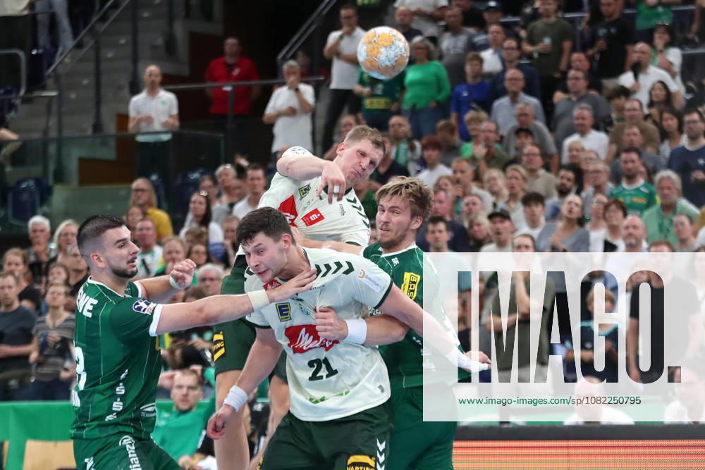 Handball, HBL2 SC DHfK Leipzig vs. GWD Minden, August 31, 2026; Karolis Antanavicius 8; GWD Minden shoots from the back; Handball, 2nd Bundesliga, 2026–2027 season, Matchday 1: SC DHfK Leipzig vs. GWD Minden on August 31, 2026, at the Quarterback Immobilien Arena Leipzig