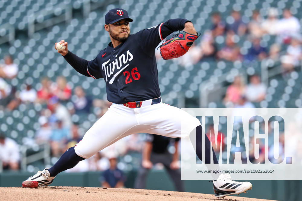 August 31st, 2026: Minnesota Twins starting pitcher Taj Bradley (26) pitches against the Detroit Tigers in the first inning during a MLB, Baseball Herren, USA Baseball game between the Detroit Tigers and the Minnesota Twins at Target Field in Minneapolis, Minnesota. CSM Minneapolis USA - ZUMAc04_ 20260831_zma_c04_002