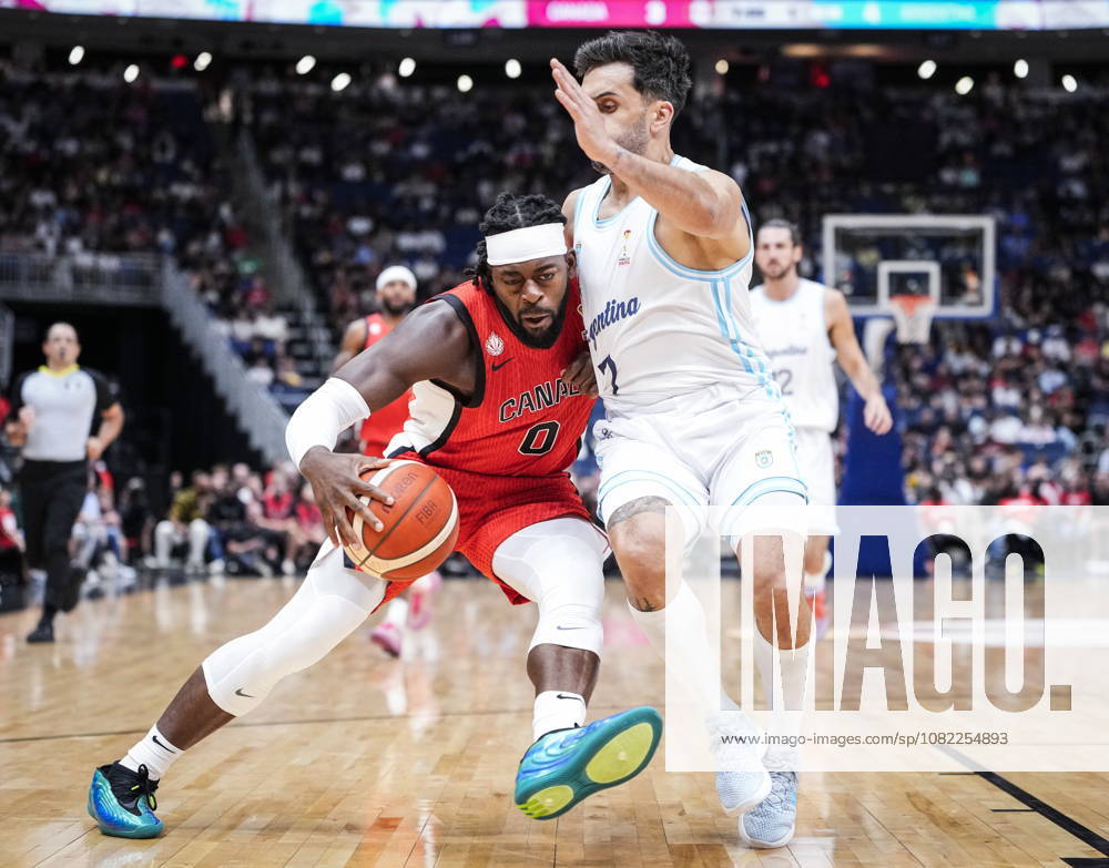 Luguentz Dort et Facundo Campazzo durant un match Canada - Argentine le 31 aoo»t 2026, o Quo bec. LA PRESSE CANADIENNE Luguentz Dort (0) Facundo Campazzo (7) - ZUMAc35_ 20260831_zaf_c35_104