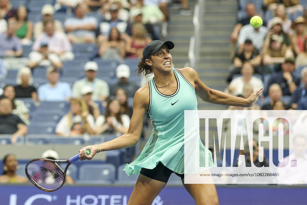 US Open tennis tournament - Day 3 Madison Keys of the US in action against Alina Korneeva of Russia during the Womens Singles round one of the US Open Tennis Championships at the USTA Billie Jean King National Tennis Center in Flushing Meadows, New York, USA, 01 September 2026. The 2026 US Open tournament runs from 23 August through 13 September. FLUSHING MEADOWS NEW YORK United States