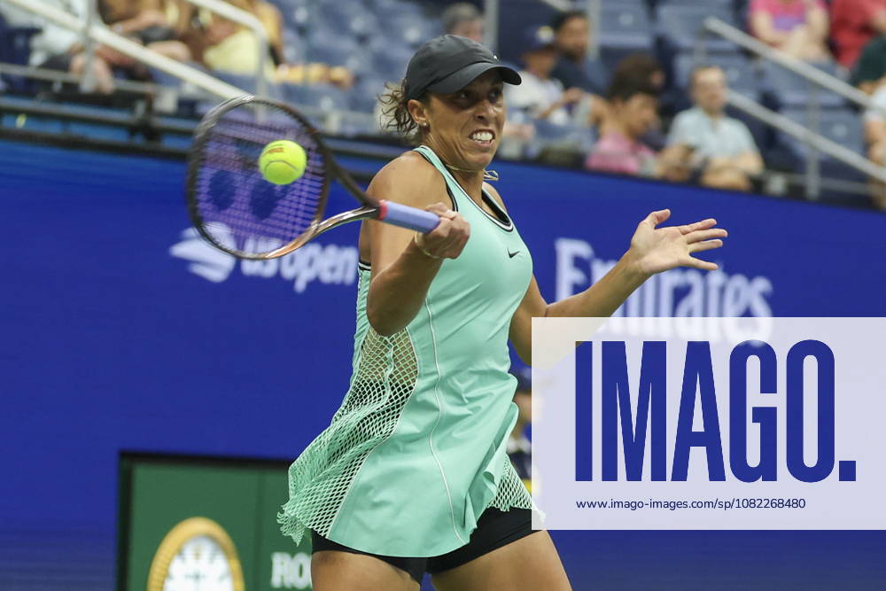 US Open tennis tournament - Day 3 Madison Keys of the US in action against Alina Korneeva of Russia during the Womens Singles round one of the US Open Tennis Championships at the USTA Billie Jean King National Tennis Center in Flushing Meadows, New York, USA, 01 September 2026. The 2026 US Open tournament runs from 23 August through 13 September. FLUSHING MEADOWS NEW YORK United States