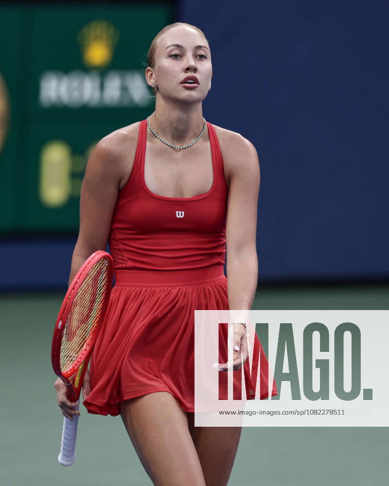 Anastasia Potapova (AUT) reacts with annoyance, disappointment, anger, frustration, and emotion at the U.S. Open Championships at the Billie Jean King National Tennis Center in Flushing Meadows, New York, USA