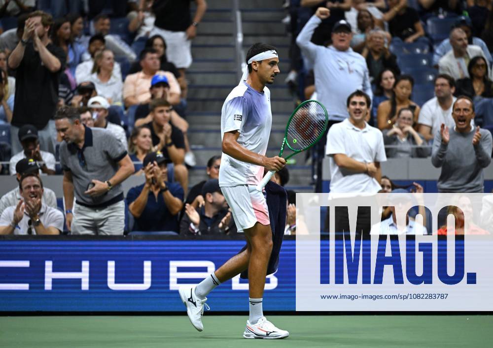 (260902) -- NEW, Sept. 2, 2026 -- Lorenzo Sonego of Italy reacts during the men s singles first round match between Alexander Zverev of Germany and Lorenzo Sonego of Italy at the 2026 US Open tennis championships in New York, the United States, Sept. 2, 2026. ) (SP)U.S.-NEW YORK-TENNIS-US OPEN-MEN S SINGLES LixRui