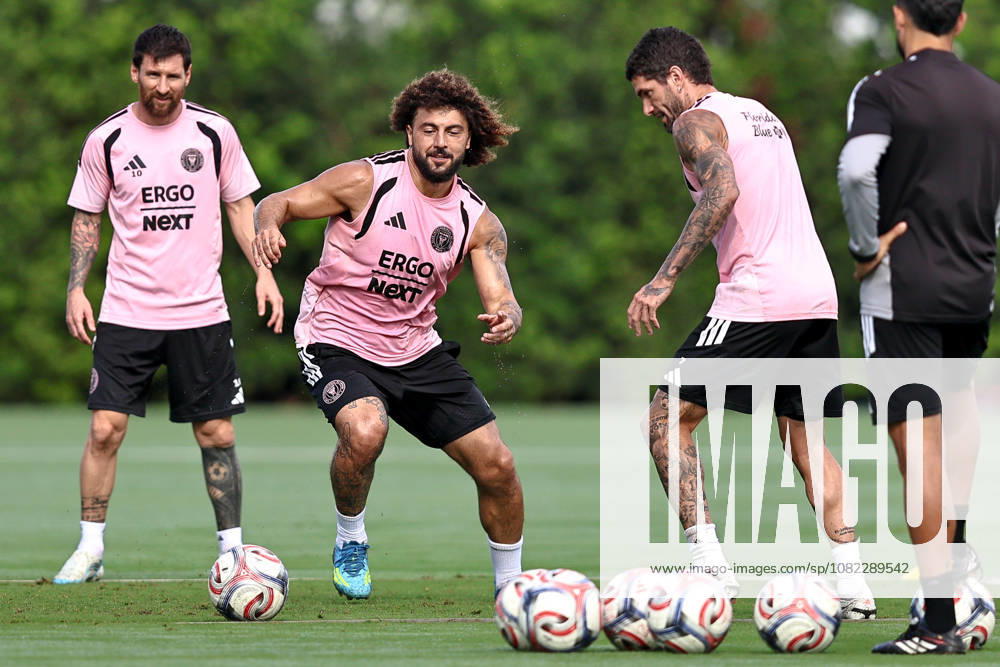 FORT LAUDERDALE, FL - SEPTEMBER 2: Maximiliano Falcon (37) and Rodrigo de Paul (7) of Inter Miami CF are seen during an Inter Miami Training Session at Florida Blue Training Center on September 2, 2026 in Fort Lauderdale, Florida. (Photo by Chris Arjoon Icon Sportswire) SOCCER: SEP 2 Inter Miami CF Training Icon2609020000003
