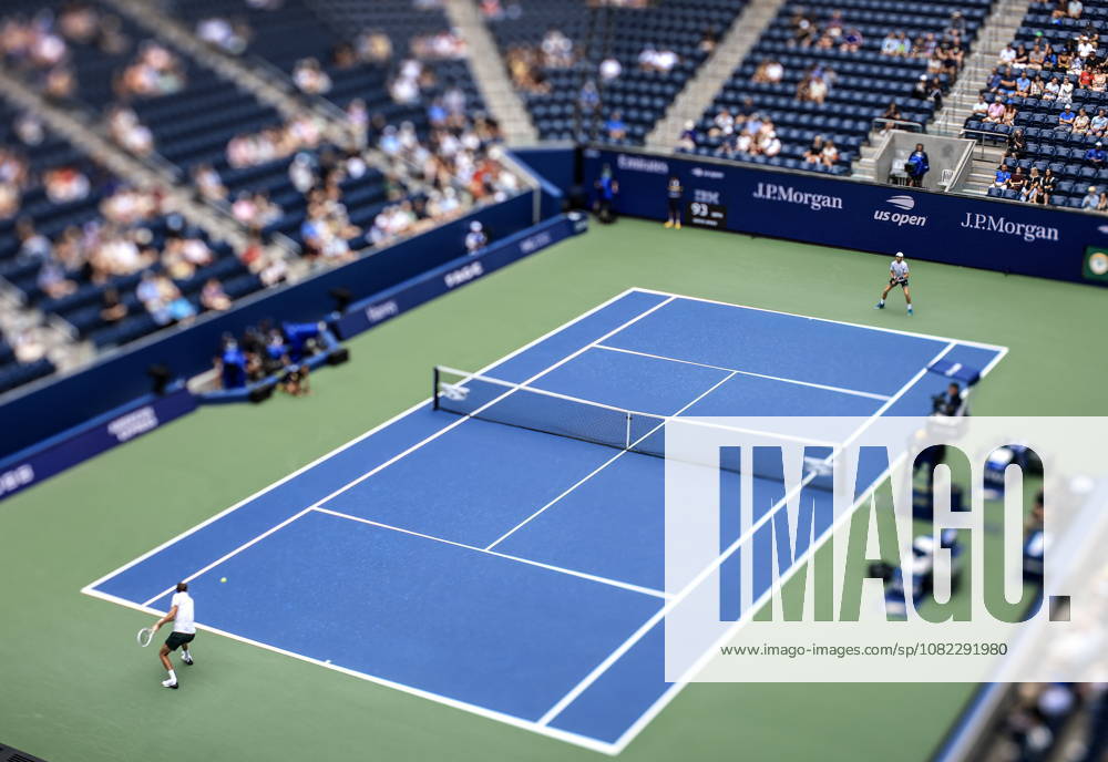 US Open tennis tournament - Day 4 A picture taken with a tilt-shift lens showing Daniil Medvedev (L) of Russia in action against Sebastian Gorzny of USA during the Men s Singles second round match of the US Open Tennis Championships in Flushing Meadows, New York, USA, 02 September 2026. FLUSHING MEADOWS NEW YORK United States