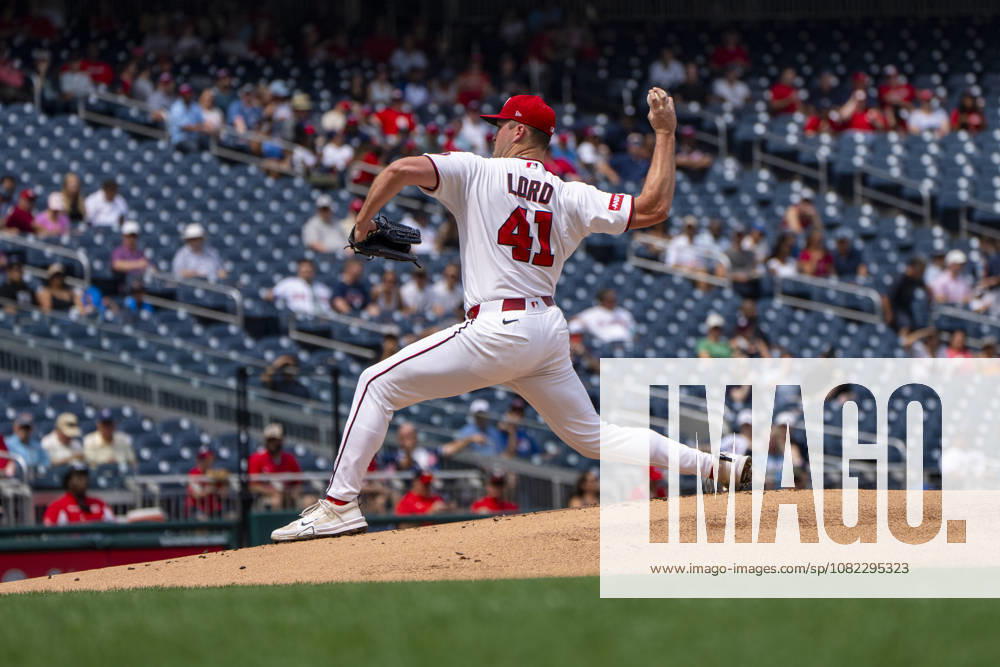 Washington Nationals pitcher Brad Lord (41) pitches in the top of the first inning during a game against the Atlanta Braves in Washington, DC on Wednesday, September 2, 2026. WAP20260902404 BONNIExCASH