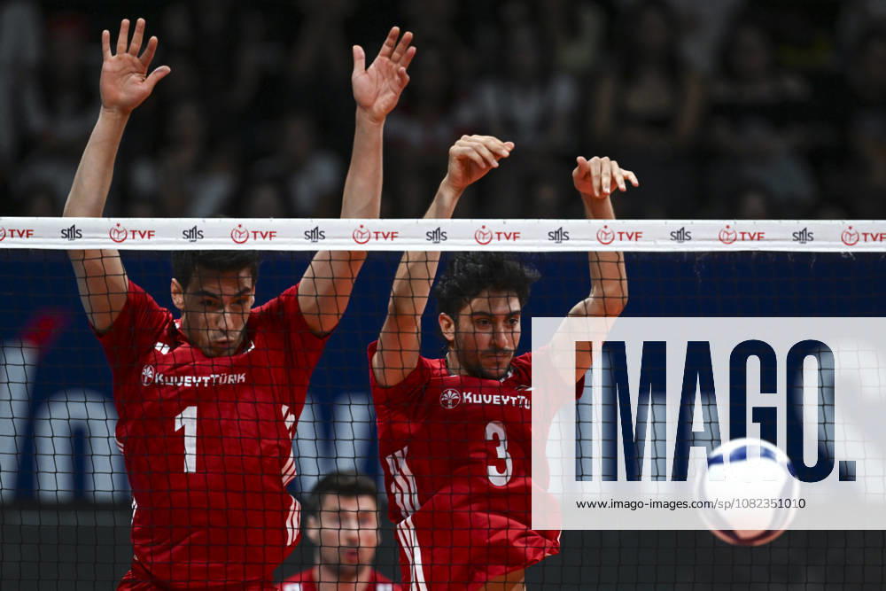 Turkiye v Denmark - CEV EuroVolley 2026 Men Friendly Match ANKARA, TURKIYE - SEPTEMBER 4: Kaan Gurbuz (1) and Ahmet Tumer (3) of Turkiye in action during a friendly match ahead of the 2026 CEV Men s European Volleyball Championship between Turkiye and Denmark at Baskent Volleyball Hall in Ankara, Turkiye, on September 4, 2026. Ismail Kaplan Anadolu Ankara Turkey. Editorial use only. Please get in touch for any other usage.