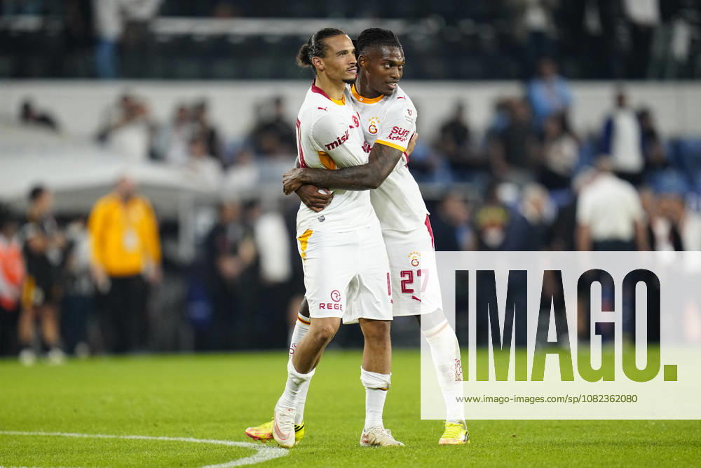 Istanbul Basaksehir FK v Galatasaray SK - Trendyol Super Lig ISTANBUL, TURKIYE - SEPTEMBER 04: Leroy Sane (L) of Galatasaray and Rafael Leao (R) of Galatasaray celebrates victory after the Trendyol Super Lig match between Istanbul Basaksehir FK and Galatasaray SK at Basaksehir Fatih Terim Stadium on September 4, 2026 in Istanbul, Turkiye. Istanbul Basaksehir Fatih Terim Stadium Istanbul Turkiye