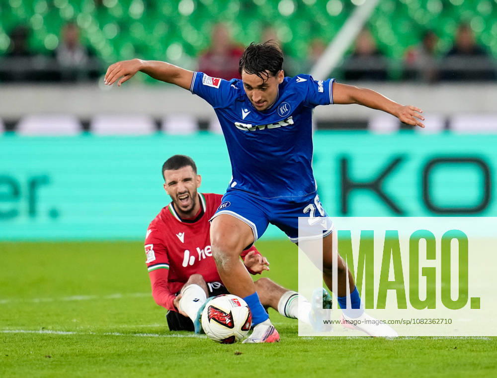 Waniss Taibi, Hannover 96, 8, and Danyal Zor, Karlsruher SC, 26 GER, Hannover 96 vs. Karlsruher SC, 2. Bundesliga, Matchday 4, 2026–27 season, Heinz von Heiden Arena, Hannover, September 4, 2026 DFL REGULATIONS PROHIBIT ANY USE OF PHOTOGRAPHS AS IMAGE SEQUENCES AND OR QUASI-VIDEO GER, Hannover 96 vs. Karlsruher SC, 2. Bundesliga, Matchday 4, 2026–27 season, September 4, 2026, Hannover