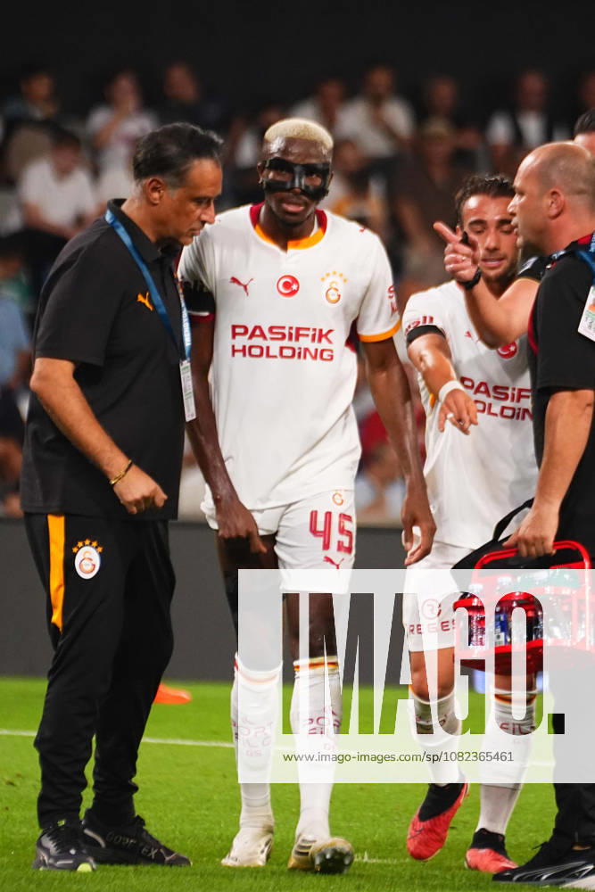Victor Osimhen of Galatasaray SK substituted in the first half after sustaining a groin injury during the Turkish Super League 2026 27 match between Baseaksehir FK and Galatasaray SK at Basaksehir Fatih Terim Stadium, 2026 in Istanbul, Turkey. Istanbul Basaksehir Turkey
