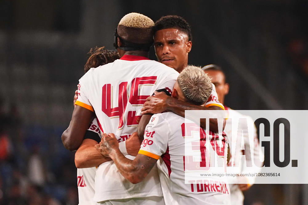 Victor Osimhen of Galatasaray SK celebrates after scoring the first goal of his team with teammates during the Turkish Super League 2026 27 match between Baseaksehir FK and Galatasaray SK at Basaksehir Fatih Terim Stadium, 2026 in Istanbul, Turkey. Istanbul Basaksehir Turkey