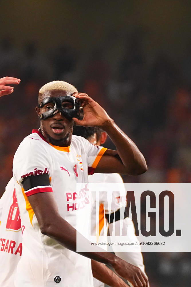 Victor Osimhen of Galatasaray SK celebrates after scoring the first goal of his team during the Turkish Super League 2026 27 match between Baseaksehir FK and Galatasaray SK at Basaksehir Fatih Terim Stadium, 2026 in Istanbul, Turkey. Istanbul Basaksehir Turkey