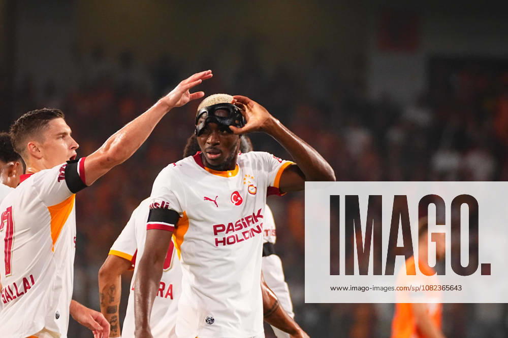 Victor Osimhen of Galatasaray SK celebrates after scoring the first goal of his team during the Turkish Super League 2026 27 match between Baseaksehir FK and Galatasaray SK at Basaksehir Fatih Terim Stadium, 2026 in Istanbul, Turkey. Istanbul Basaksehir Turkey