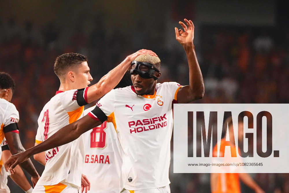 Victor Osimhen of Galatasaray SK celebrates after scoring the first goal of his team during the Turkish Super League 2026 27 match between Baseaksehir FK and Galatasaray SK at Basaksehir Fatih Terim Stadium, 2026 in Istanbul, Turkey. Istanbul Basaksehir Turkey