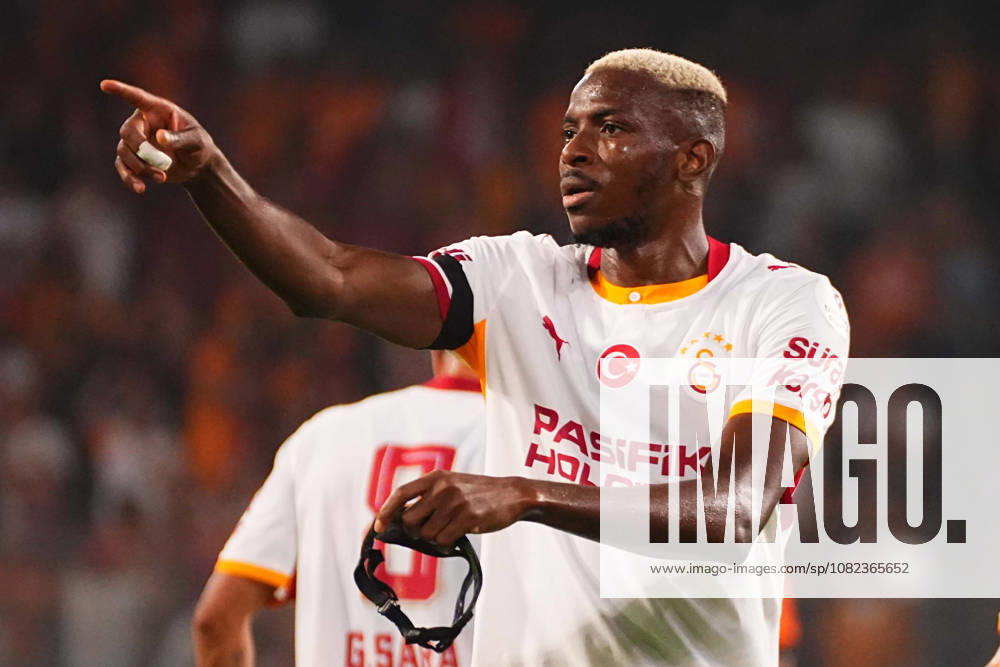 Victor Osimhen of Galatasaray SK celebrates after scoring the first goal of his team during the Turkish Super League 2026 27 match between Baseaksehir FK and Galatasaray SK at Basaksehir Fatih Terim Stadium, 2026 in Istanbul, Turkey. Istanbul Basaksehir Turkey