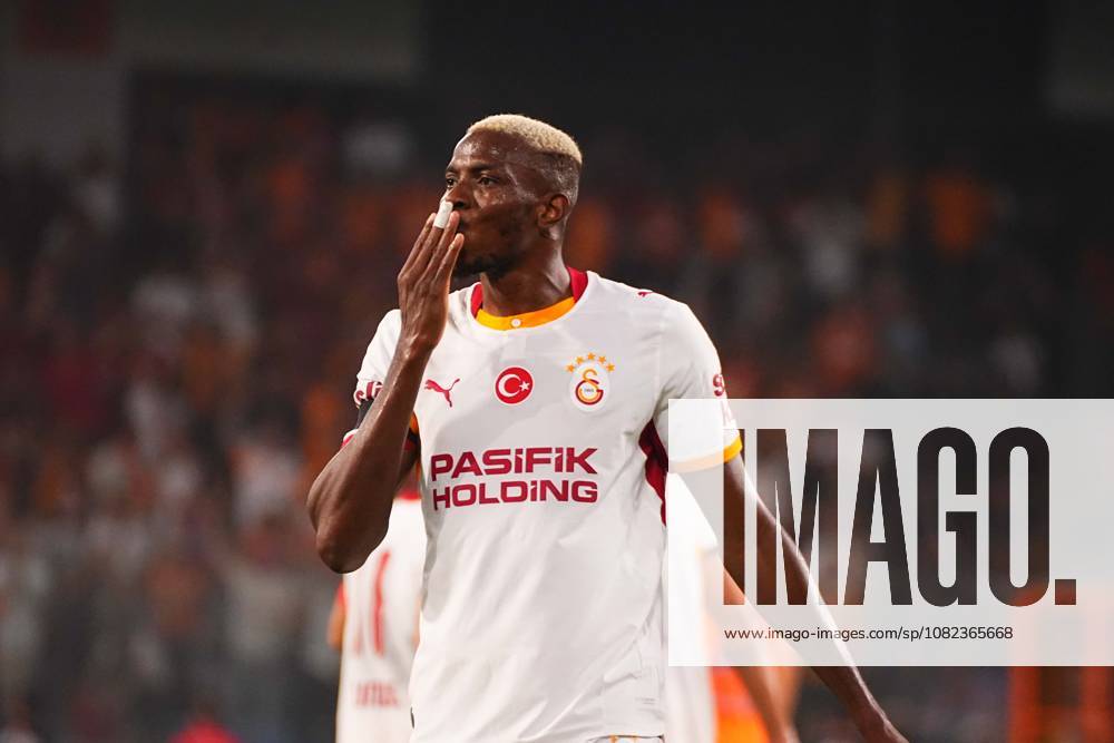 Victor Osimhen of Galatasaray SK celebrates after scoring the first goal of his team during the Turkish Super League 2026 27 match between Baseaksehir FK and Galatasaray SK at Basaksehir Fatih Terim Stadium, 2026 in Istanbul, Turkey. Istanbul Basaksehir Turkey