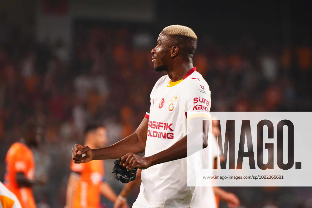 Victor Osimhen of Galatasaray SK celebrates after scoring the first goal of his team during the Turkish Super League 2026 27 match between Baseaksehir FK and Galatasaray SK at Basaksehir Fatih Terim Stadium, 2026 in Istanbul, Turkey. Istanbul Basaksehir Turkey