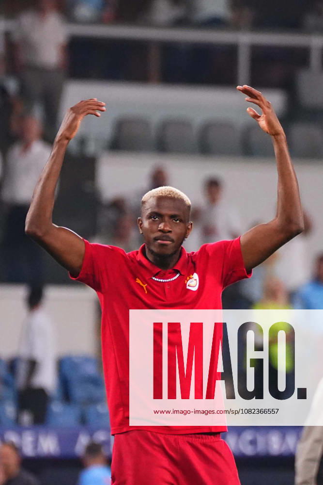 Victor Osimhen of Galatasaray SK victory celebrates with their fans after the Turkish Super League 2026 27 match between Baseaksehir FK and Galatasaray SK at Basaksehir Fatih Terim Stadium, 2026 in Istanbul, Turkey. Istanbul Basaksehir Turkey
