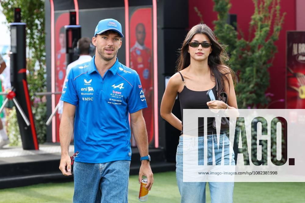 Pierre Gasly of BWT Alpine 10 and his girlfriend Francisca Kika Cerqueira Gomes arrive at the paddock, Free Practice 3, Italian Grand Prix, Motorsports, Men, Formula 1, September 5, 2026, Monza, Lombardy, Italy