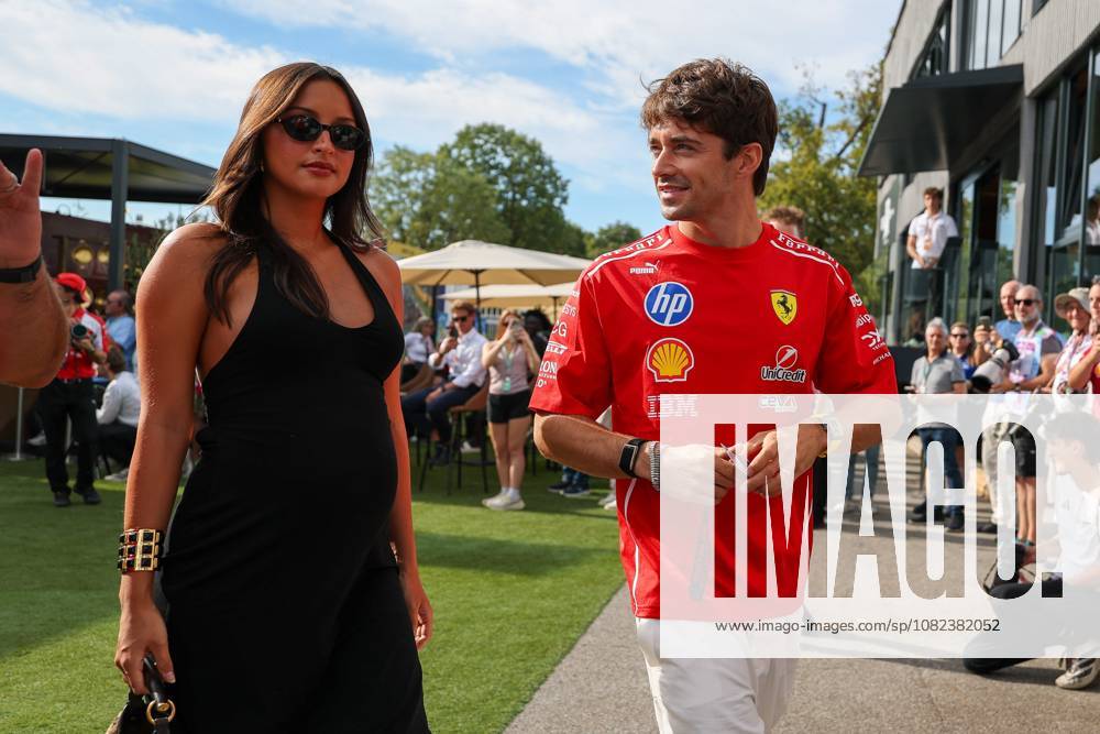Charles Leclerc of Scuderia Ferrari HP 16 and his wife, Alexandra Saint Mleux, who is expecting a baby, arrive at the paddock; Free Practice 3, Italian Grand Prix, Motorsports, Men, Formula 1, September 5, 2026, Monza, Lombardy, Italy