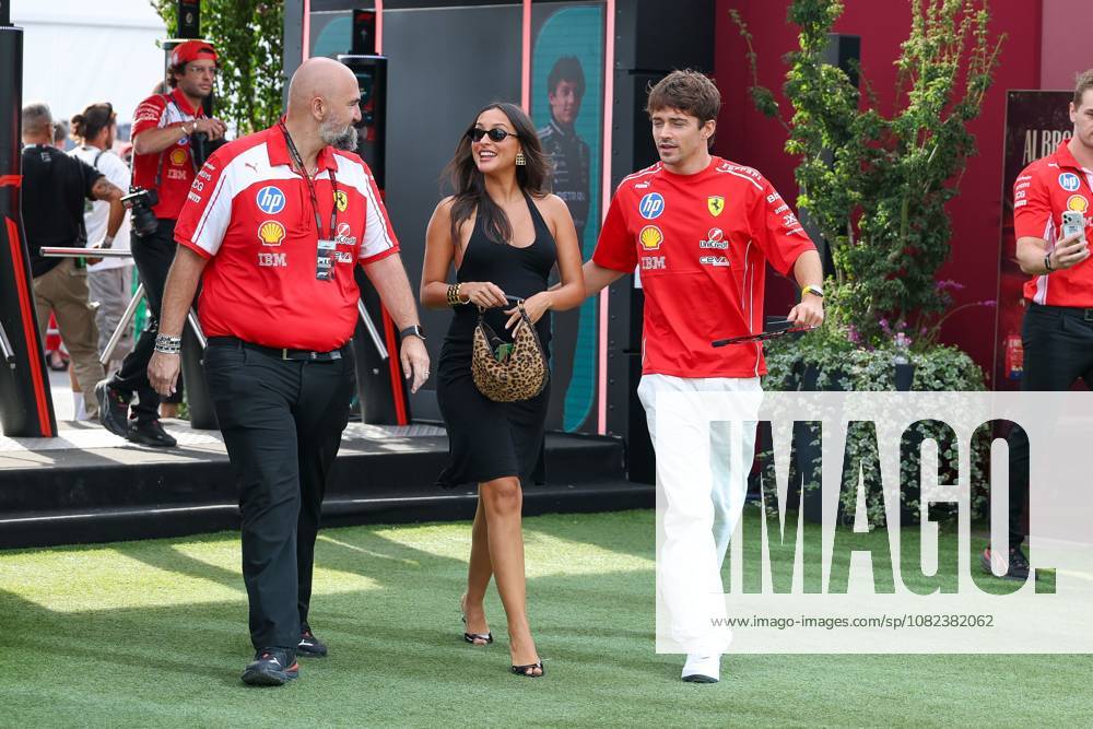 Charles Leclerc of Scuderia Ferrari HP 16 and his wife, Alexandra Saint Mleux, who is expecting a baby, arrive at the paddock; Free Practice 3, Italian Grand Prix, Motorsports, Men, Formula 1, September 5, 2026, Monza, Lombardy, Italy