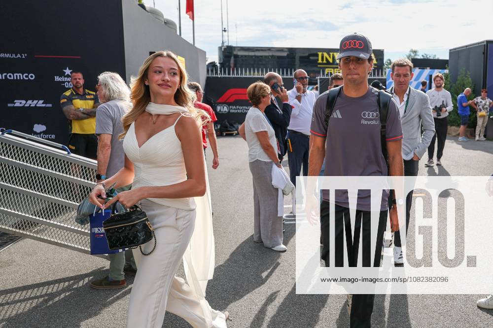 Gabriel Bortoleto (Revolut Audi 5) and his partner Isabella Bernardini arrive at the paddock, Free Practice 3, Italian Grand Prix, Motorsports, Men, Formula 1, September 5, 2026, Monza, Lombardy, Italy