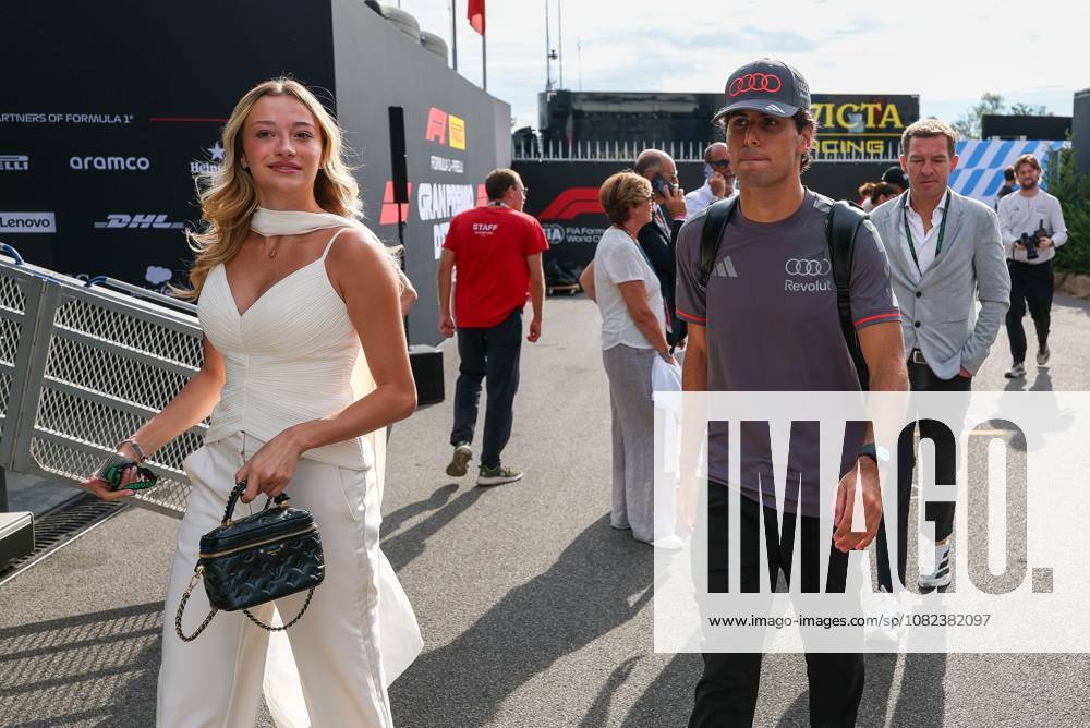Gabriel Bortoleto (Revolut Audi 5) and his partner Isabella Bernardini arrive at the paddock, Free Practice 3, Italian Grand Prix, Motorsports, Men, Formula 1, September 5, 2026, Monza, Lombardy, Italy