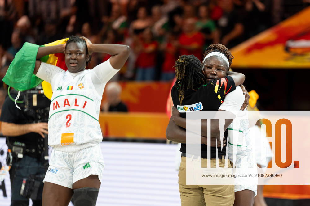 Aminata Sangare (Mali), 02, Diana Gandega (Mali), assistant coach, and Alima Dembele (Mali), 12, celebrate after the victory at the end of the game, GER, Mali vs. Spain, basketball, 2026 FIBA Women’s World Cup, group stage, Matchday 2, September 5, 2026, GER, Mali vs. Spain, basketball, 2026 FIBA Women’s World Cup, group stage, Match Day 2, September 5, 2026, Berlin