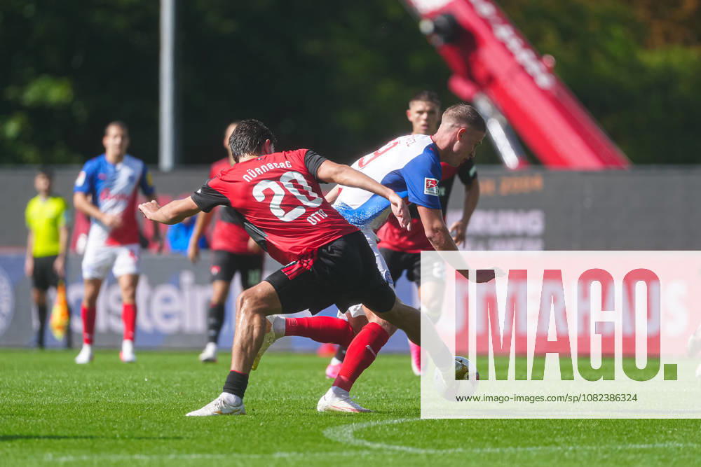 Fynn Otto, 1 FC Nürnberg, 20; Phil Harres, Holstein Kiel, 19 (GER); Holstein Kiel vs. 1 FC Nürnberg, soccer, 2. Bundesliga, Matchday 04, 2026–2027 season, September 5, 2026 DFL regulations prohibit any use of photographs as image sequences and or quasi-video GER, Holstein Kiel vs. 1 FC Nuremberg, soccer, 2. Bundesliga, Matchday 4, 2026–2027 season, September 5, 2026, Kiel