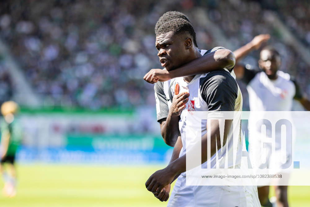 Alexander Guiddir (TSV Havelse, 20) celebrates his goal to tie the game at 1–1 with Kwasi Okyere Wriedt (TSV Havelse, 11) in the background. GER, SC Preussen Münster vs. TSV Havelse, Soccer, 3. Liga, Matchday 4, 2026–2027 season, September 5, 2026 DFL regulations prohibit any use of photographs as image sequences and or quasi-video GER, SC Preussen Münster vs. TSV Havelse, soccer, 3. Liga, Matchday 4, 2026–2027 season, September 5, 2026, Münster