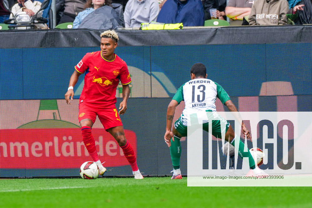 Antonio Nusa, RB Leipzig, 7; Arthur, Werder Bremen, 13; German Soccer, Bundesliga, 2026–27 Season, Matchday 2, September 5, 2026, Werder Bremen vs. RB Leipzig, Weserstadion, Bremen