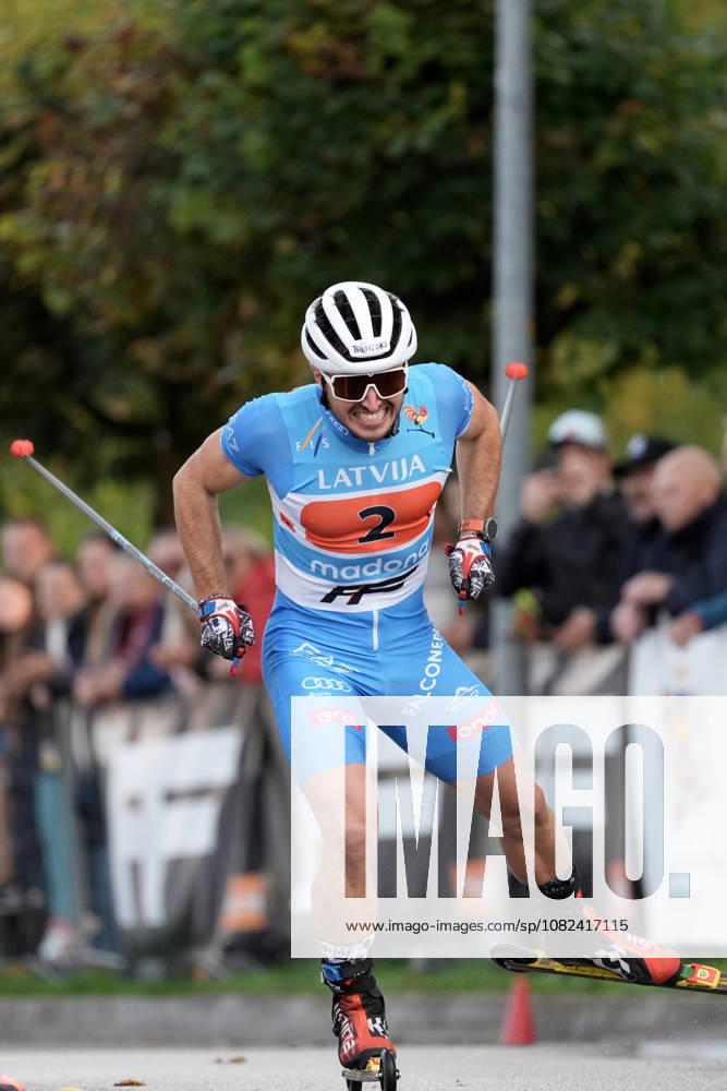 Michele Valerio of Italy competes during the Sprint race final run of the FIS Rollerski World Championships 2026 in Madona, Latvia, on September 5, 2026. Madona Latvia